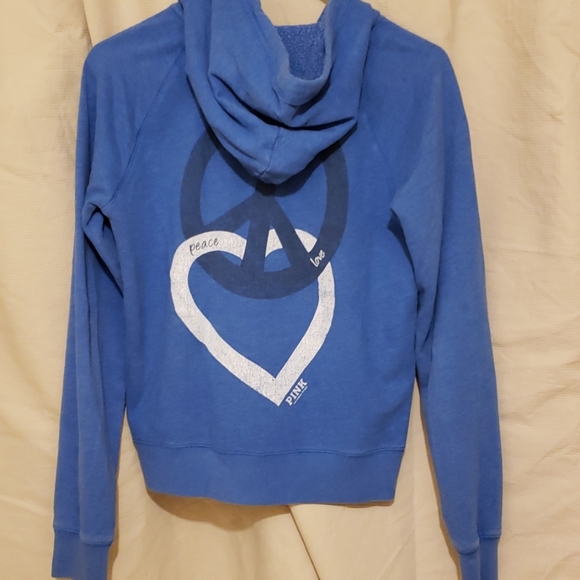 PINK Victoria's Secret Tops - PINK,VICTORIA SECRET BLUE ZIP HOODIE JACKET SZ M